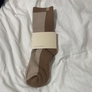 Jenny Bird Two-Tone Taupe and Chocolate Crew Socks